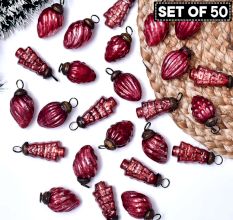 Cherry Tiny Christmas Ornaments In Assorted Styles Set of 50 Pcs